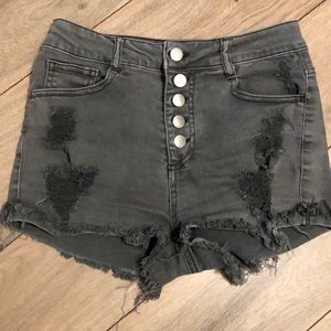 Grey demin high waisted shorts